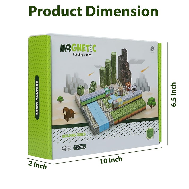 Knick Knack Magnetic World Building Blocks Set | Mini Themed Magnetic Cubes for Kids Ages 3 and Up (169 Pieces) - Image 3